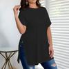 Женский весенне-летний топ, Женский свободный топ большого размера с разрезом и круглым вырезом