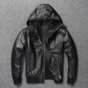 Chinese Size Men Leather Jacket Hooded Soft Natural Cowhide Genuine Leather Coat Hood Man Clothes Spring Autumn Clothing