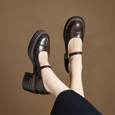 Модные новые весенне-летние туфли Мэри Джейн из натуральной кожи для женщин, модные туфли на платформе для женщин, туфли на массивном каблуке, с круглым носком, женские туфли-лодочки