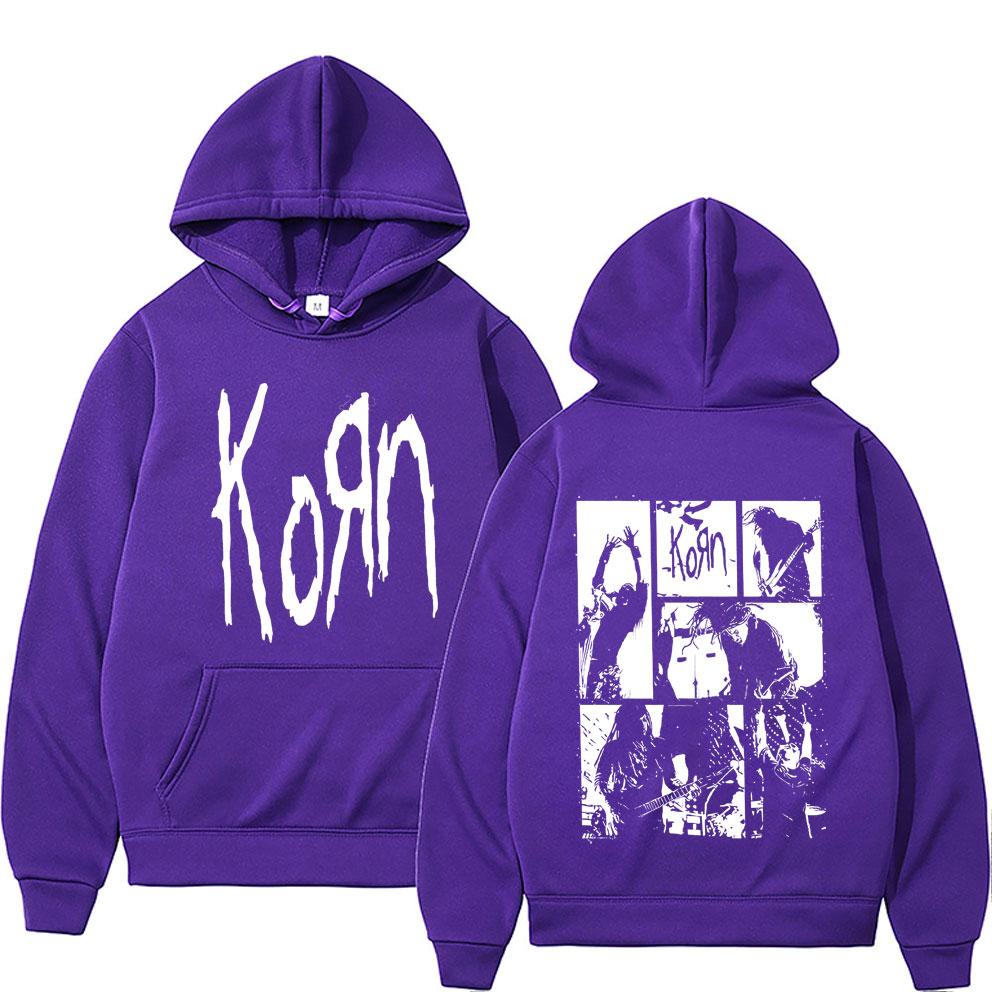Альтернативная Nu Metal Рок-группа Korn Двусторонняя Худи с Графикой Мужская Готическая Винтажная Толстовка Свитшот Мужская Флис Хлопок Худи