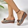 Leisure Silver Slip On Sandals Women Summer 2025 Vintage Plus Size 43 Slippers Comfortable Soft Sole Wedge Heels Slides Woman