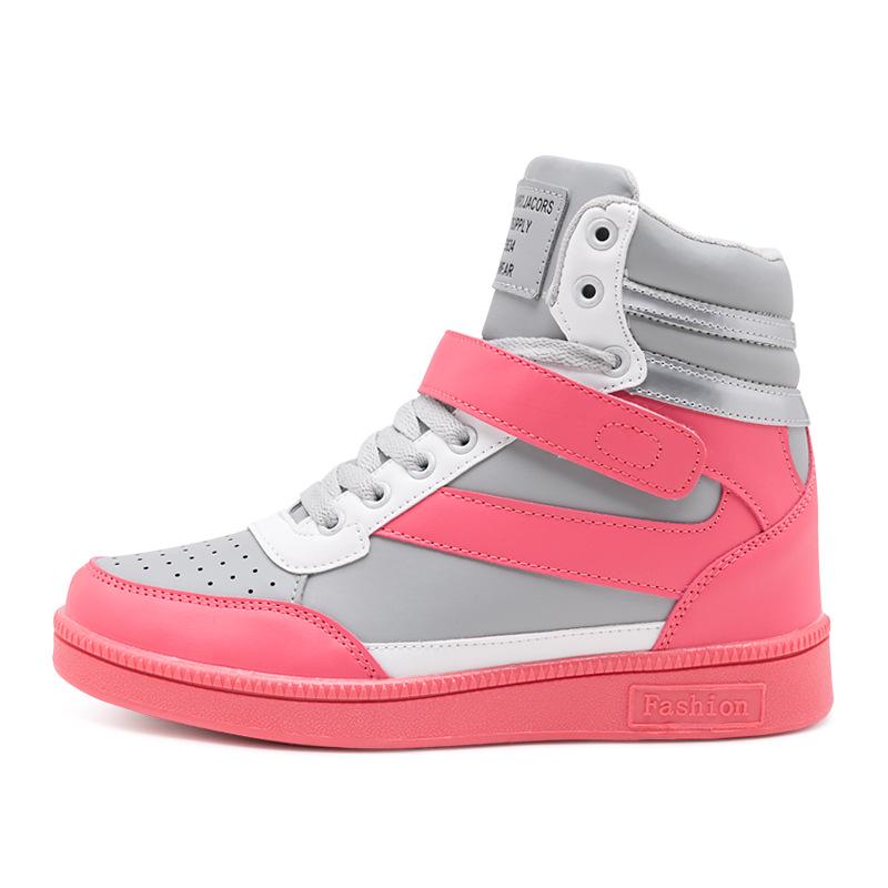 Женская повседневная обувь эспадрильи на платформе скрытые увеличивающие кроссовки из искусственной кожи женские дышащие высокие теннисные туфли Feminino 89i