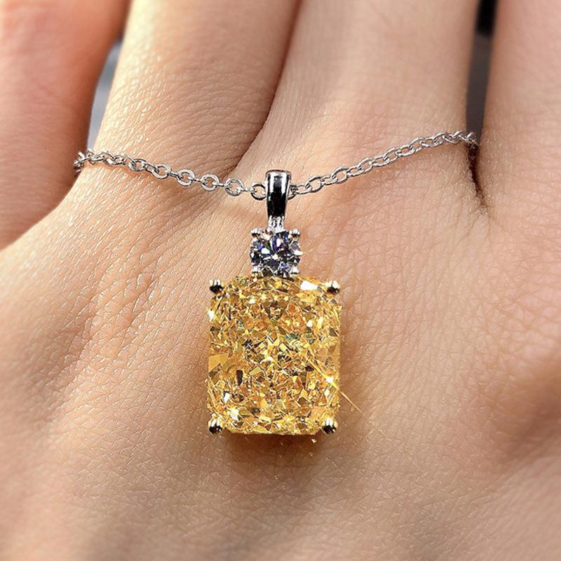 Wedding Party Gift for Women Girls Necklace Fashion Pendant Delicate Jewelry Citrine Gemstone Birthstone Engagement  Accessories