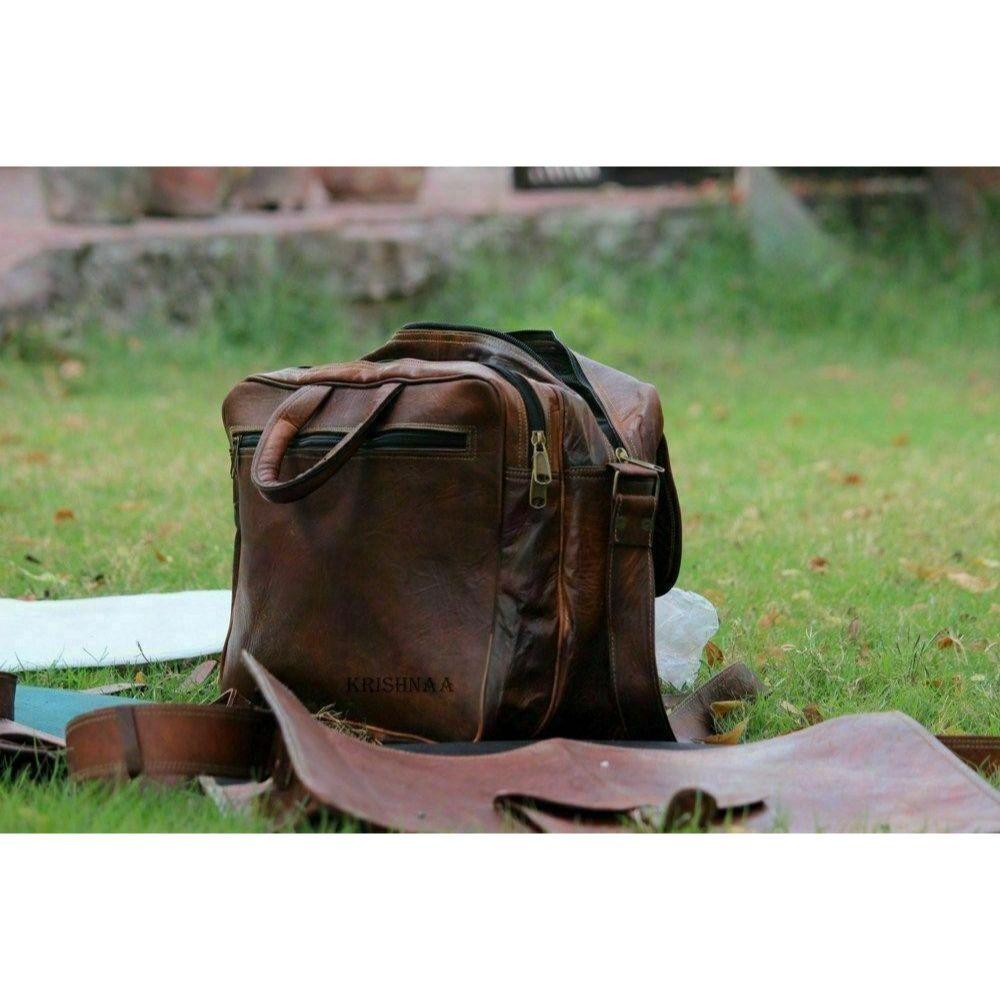 Men's Laptop Bag Handmade Vintage Brown Leather Briefcase Shoulder Messenger
