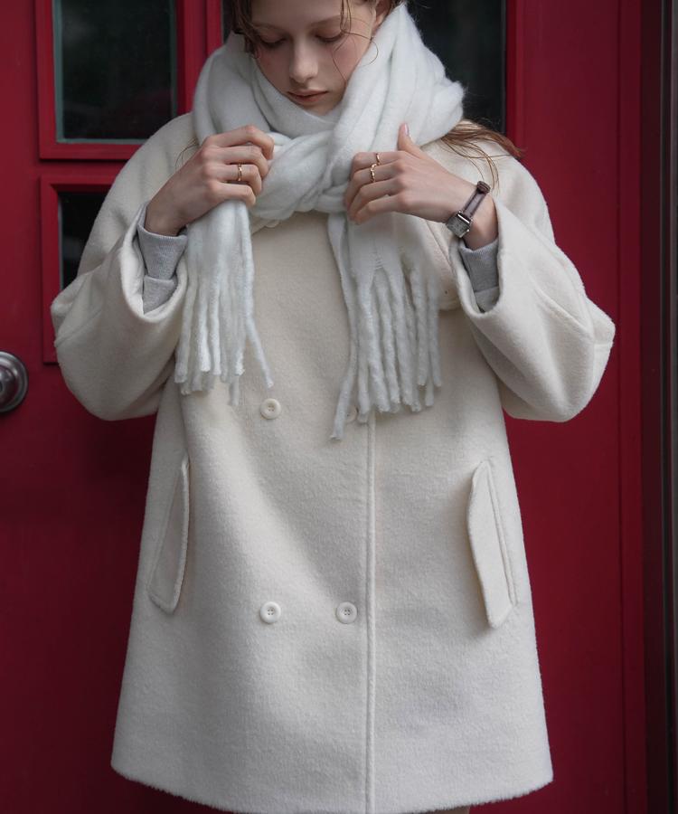 DEHEVE Wool Double Half Coat [Ivory]