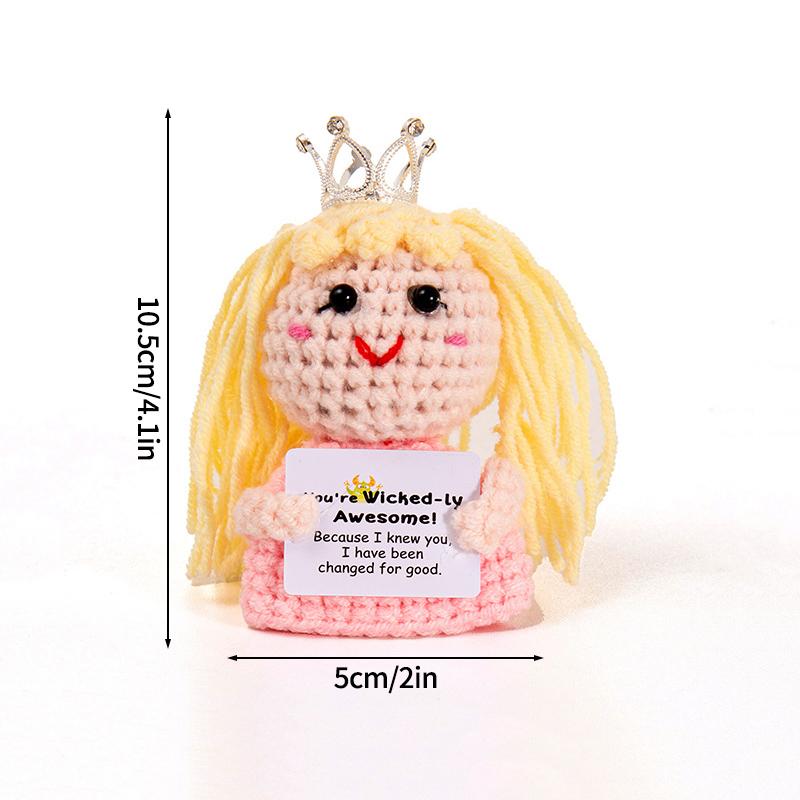 Positive Mini Animals Doll Crochet Bee Doll With Card Handmade Knitted Animals Inspirational Doll Thank You Gift For Women Men