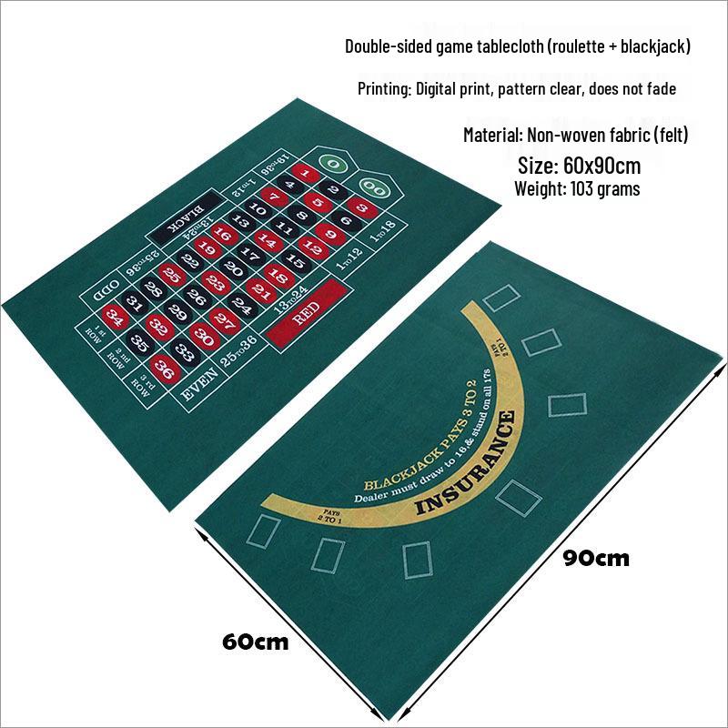 Reversible Poker Card Table Mat – 60x90cm Non-Woven Felt for Texas Hold'em & Roulette