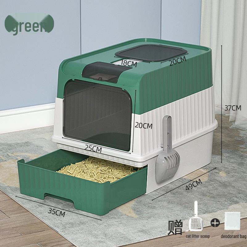 Extra Large Enclosed Cat Litter Box with UV Sterilization, Deodorizing Drawer, and Splash-Proof Design.