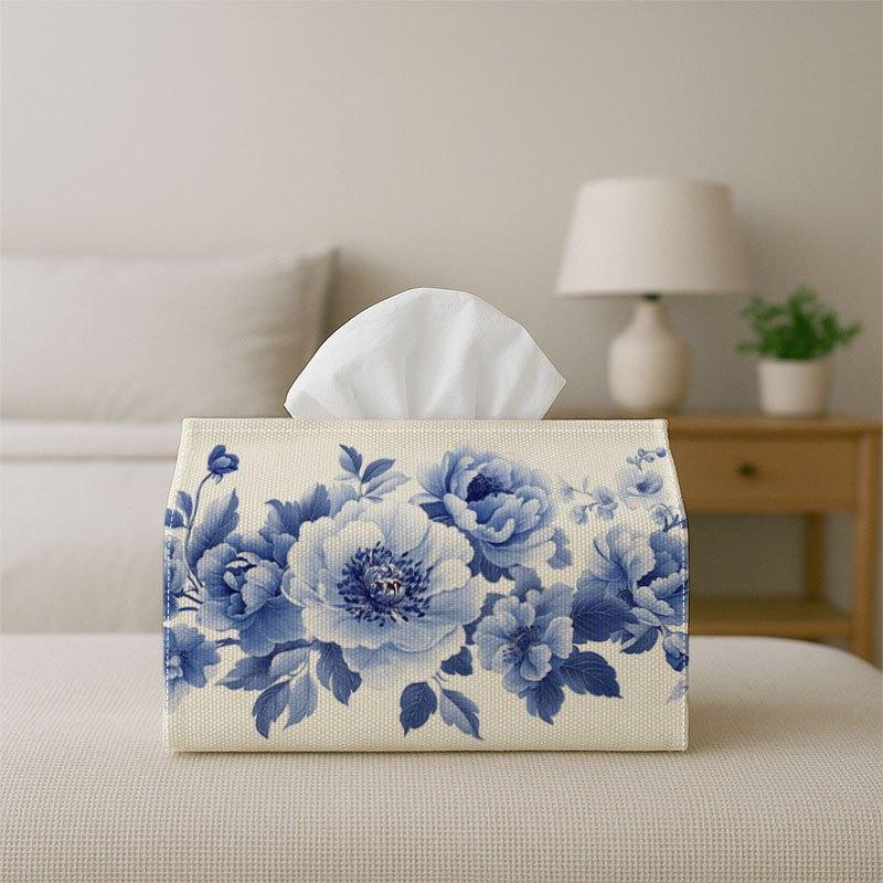 2D Flat 1pc Oriental Botanical Classic - Decorative Tissue Box, Peony Flower Illustration - for Home, for party, Car, Kitchen & Bathroom - Tissue Hold