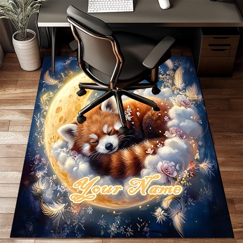 1PC Custom Name Moonlit Dreams Panda Theme Floor Mat Ideal for Living Room, Game Rooms, Office, Bedroom, Floor Mat Playful Design