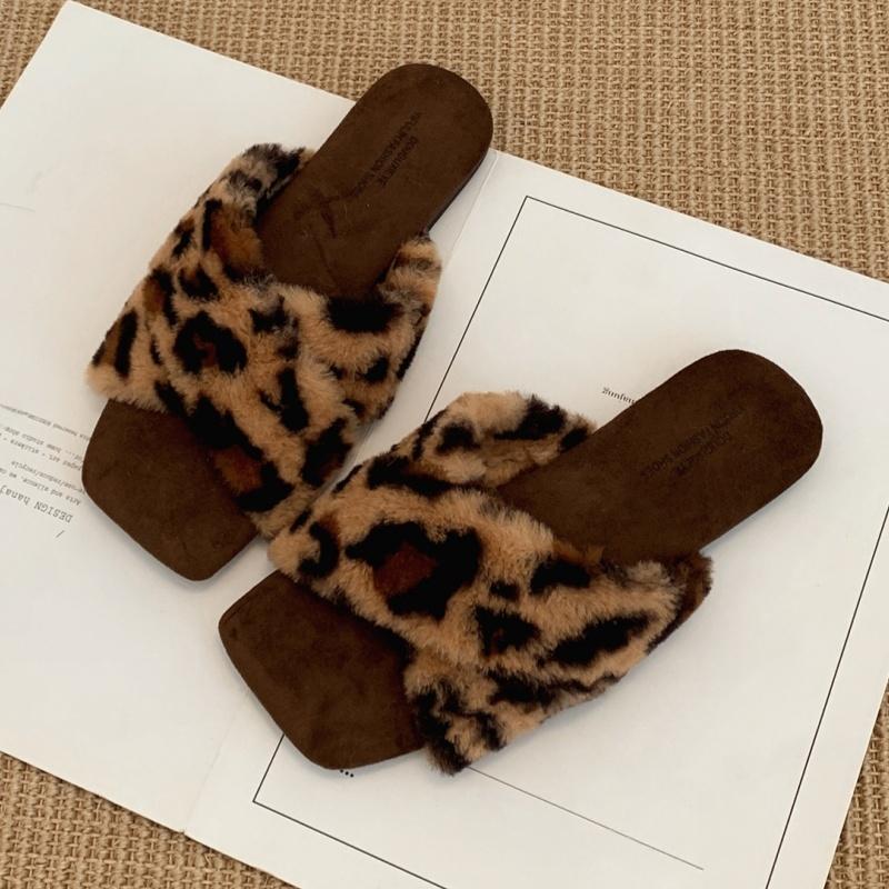 Мода Мода Хлопок Уютное Меховое Платье Женские Плоские Тапочки 2025 Зима Повседневные Дизайнерские Новые Тапочки Для Улицы Удобные Женские Тапочки