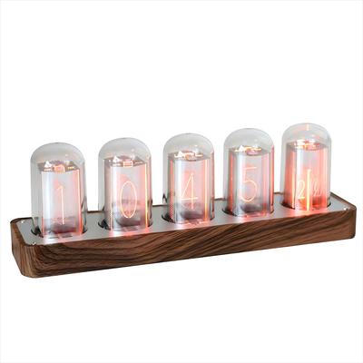 Часы ClocTeck Nixie Tube Clock Sync 16 миллионов цветов, современные деревянные цифровые часы в стиле ретро, Wi-Fi и настраиваемые,