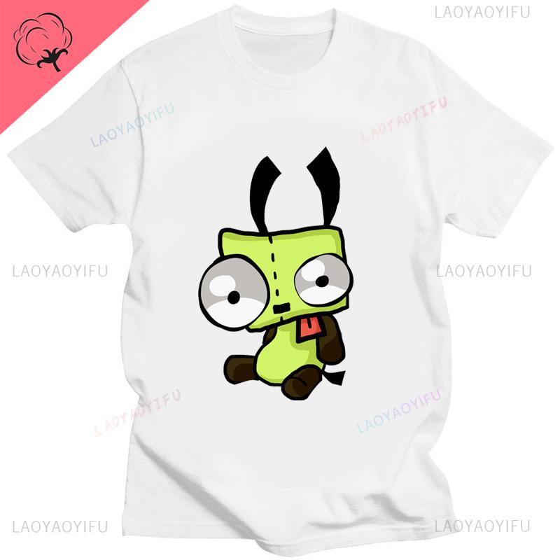 Kawaii Invader Zim Invader Gir Graphic T Shirt Zim Image Cartoon T Shirt Unisex Women Retro Tee Shirt Fashion Shirt Streetwear Tops