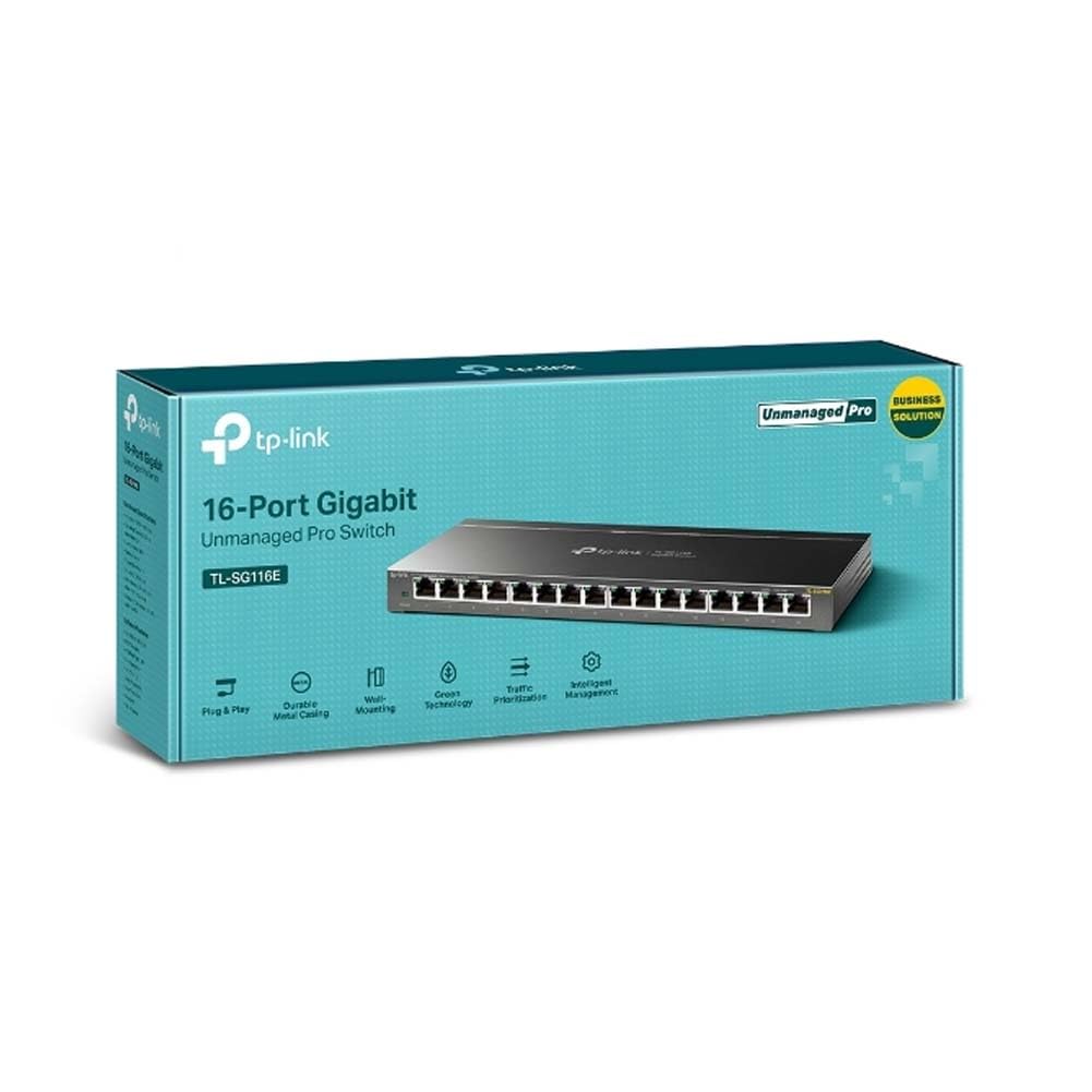 16 Port Hub Management Wall Mount Desktop Gigabit Unmanaged Pro Switching Hub 5 Year Warranty TP-Link 10/100/1000Mbps TL-SG116E