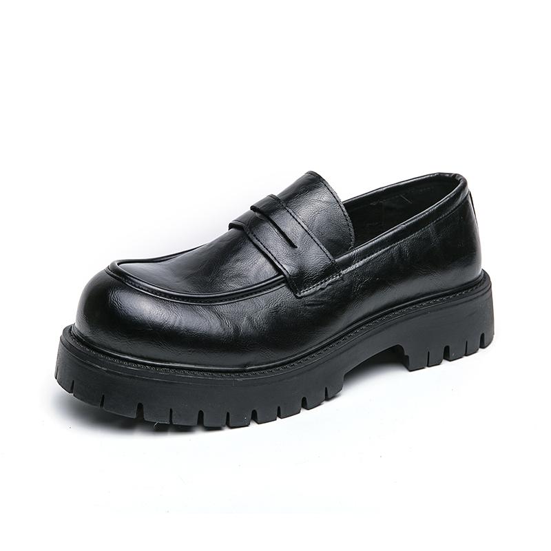 Spring Summer Versatile Thick Soled Round Toe Man Loafers Brown Leather Daily Wedding Fashion Dress Slip-on Party Casual Shoes