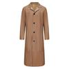 Men Jacket Turn-down Collar Smooth Solid Color Faux Leather Windproof Streetwear Slim Fit Long Sleeve Men Trench Coat
