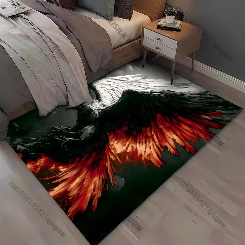 15 Size Black and White Eagle Pattern Rug Carpet for Living Room Bathroom Mat Creative Doormat Carpet for Bedroom