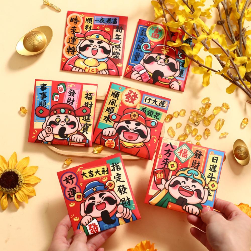 6Pcs Cartoon Chinese Snake Year Red Envelope New Year Money Envelope Spring Festival