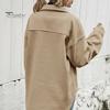 Осень-зима Женская куртка однобортная на пуговицах утолщенный кардиган свободный с длинными рукавами отложной воротник нагрудные карманы верхняя одежда пальто