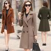 High Quality Autumn and Winter Solid Color Slimming and Temperament Long Waisted Woolen Coat Women's Woolen Coat