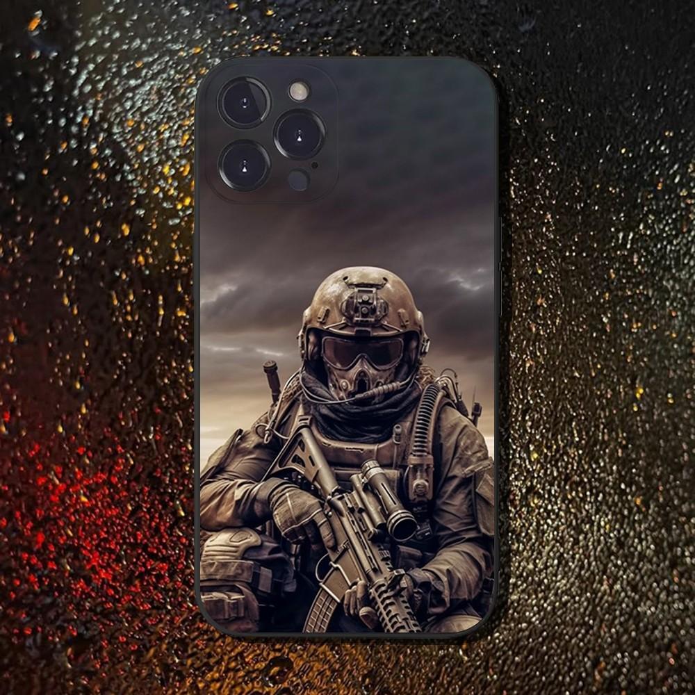 Army Special Forces Phone Case For iPhone 16,15,14,13,12,11 Plus,Pro Max,XS,X,XR,SE,Mini,8,7,Soft Silicone Black Cover