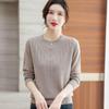 Korean Women's 2024 Autumn Round Neck Cashmere Sweater - Lightweight Long Sleeve Knit Top