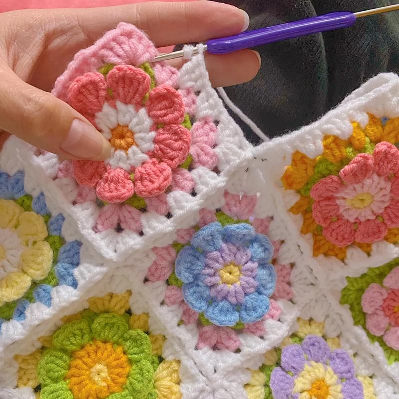 10/15PCS Colorful Handmade Crochet Three-dimensional Petal DIY Splicing Bags Clothes High Quality Cotton Thread Does Not Fade