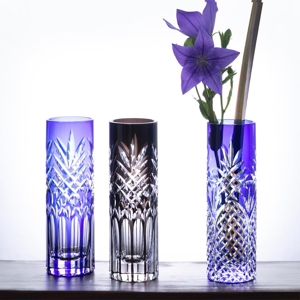 NARUMI Glassworks Deone Single Flower Stylish and Gift Box Vase, Vase, 17.5cm, Black, Cool, Included, GW6073-524BK
