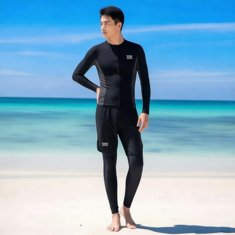 Mens 300g Split Wetsuit Set Long Sleeve Top Pants UV Protection Quick Dry Snorkeling Surfing Diving Gear