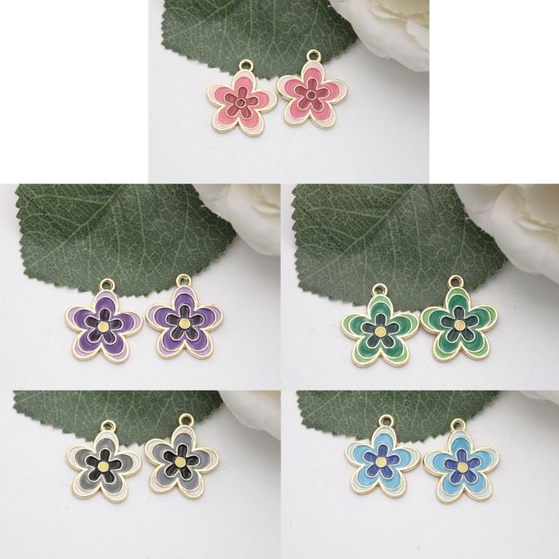 10 Pcs Colorful Flower Pendants Five Petal Flower Charm Jewelry DIY Accessories for DIY Necklace Bracelet Jewelry