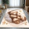 Lovely Watercolor Sleeping Bear Moon Star Print Non Slip Area Rug Soft Comfortable Kids Play Carpet for Nursery Bedroom Playroom