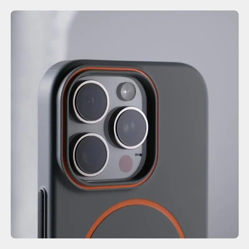 Ультратонкий простой чехол для Magsafe для iphone 17 Air 16 Pro Max 15 14 13 12 Матовый чехол с цветными вставками для защиты объектива Беспроводная зарядка Жесткий ПК-чехол