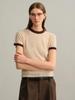 Women's 100% Wool Short-Sleeve Color Block Sweater - Warm, Comfortable, Versatile Round Neck Base Layer Knitwear for Autumn/Winter.