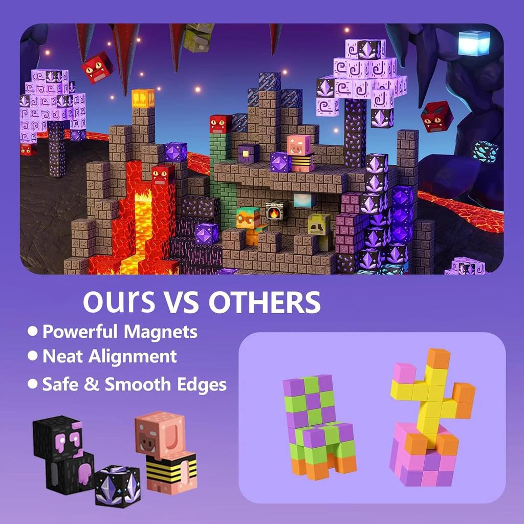 Нетоксичные магнитные строительные блоки Мир Шахт Мир Магнитных Пещер Набор Кубиков Кирпичиков Игрушки Stem Сенсорные Лучший Подарок Для Детей