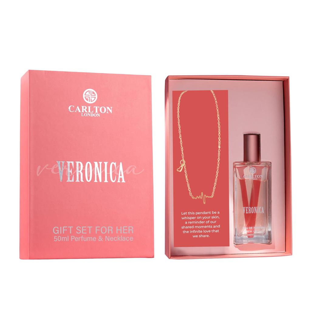 Carlton London Женский подарочный набор Musk | Подарок для девушки, жены | Veronica Жидкие духи EDP (50мл) + Ожерелье | Элегантные украшения и парфюм | Подарок для женщин