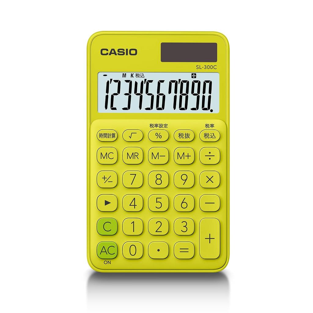Casio Colorful Calculator Lime Green 10-Digit Notebook Type SL-300C-YG-N
