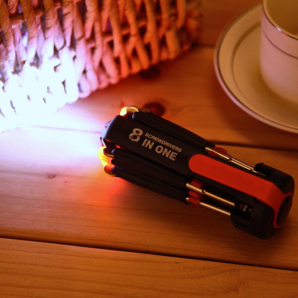 8-in-1 LED Flashlight Automotive Screwdriver: Multifunctional Outdoor Tool