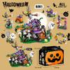 Halloween Pumpkin House Haunted House Building Block Compatible Granular Building Block Small Granular Children's Educational Assembly Toy
