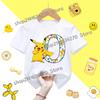 Short Sleeve Summer Tshirt Tops Cotton Tee for Pokemon Pikachu Anime AZ letters Printed Cute Clothing Children Casual Clothes