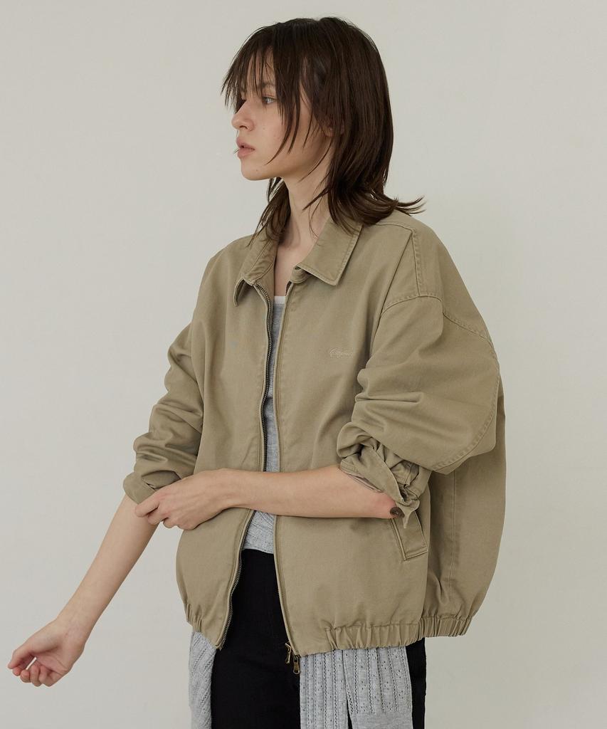 CITYBREEZE Stand Collar Cotton Blouson Jumper_Beige