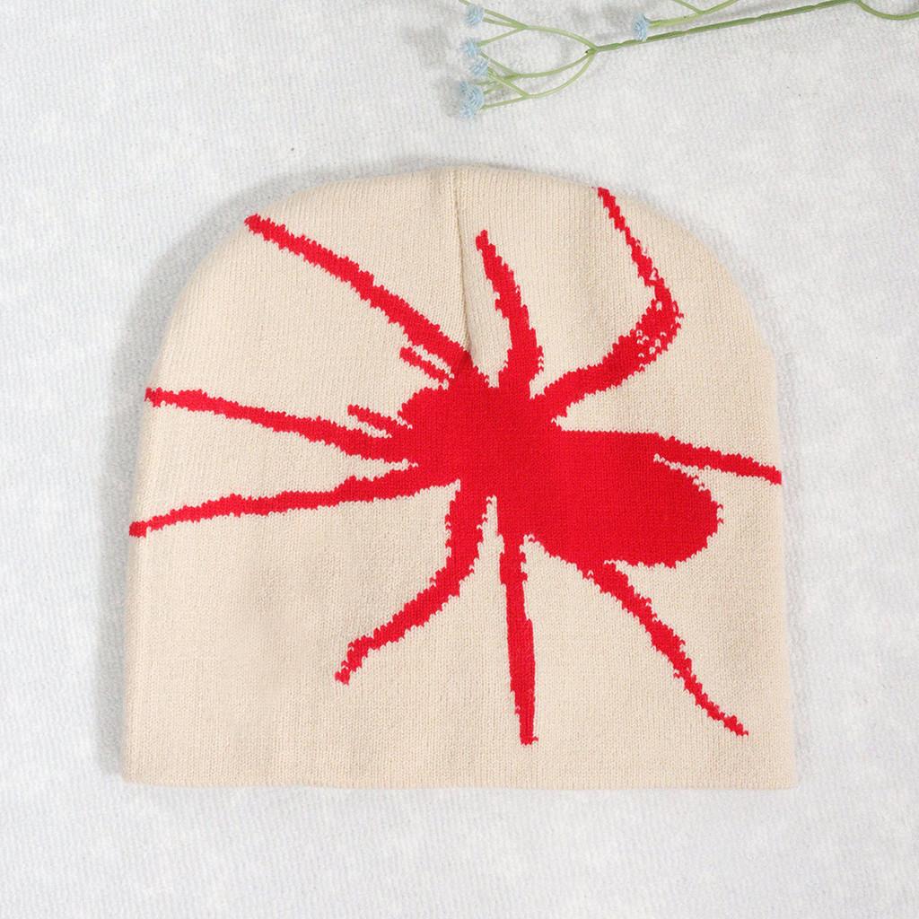 Knitted Fashion Hat With Spider Embroidery Design For Keeping Outdoors Warm