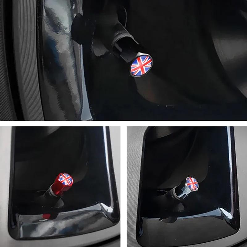4Pcs UK Flag Car Wheel Tire Stem Air Valve Caps Covers For MINI COOPER S JCW F55 F56 R55 R56 R60 F60 Exterior Auto Accessories q6