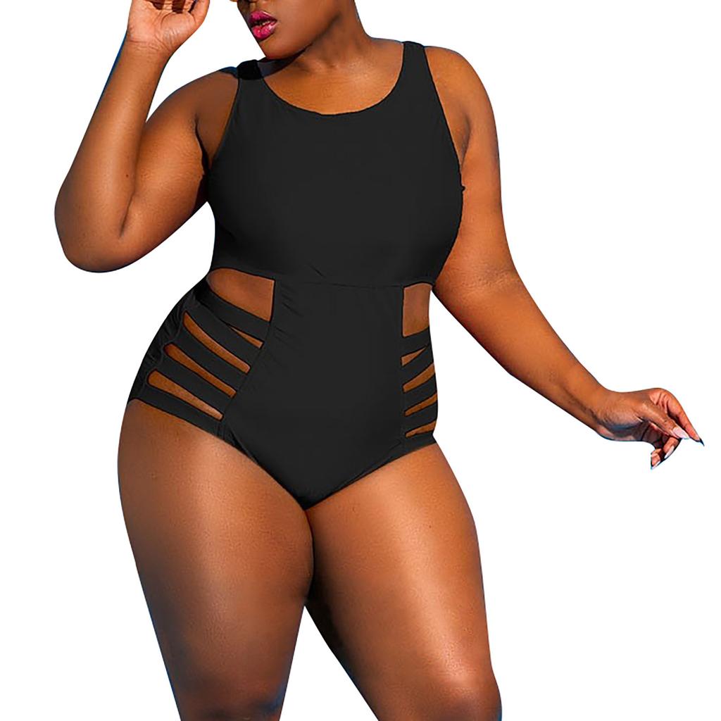 (Qunide) Ladies One- Piece Swimsuit Plus Size Hollow Women's Slim Fit One- Piece Swimsuit