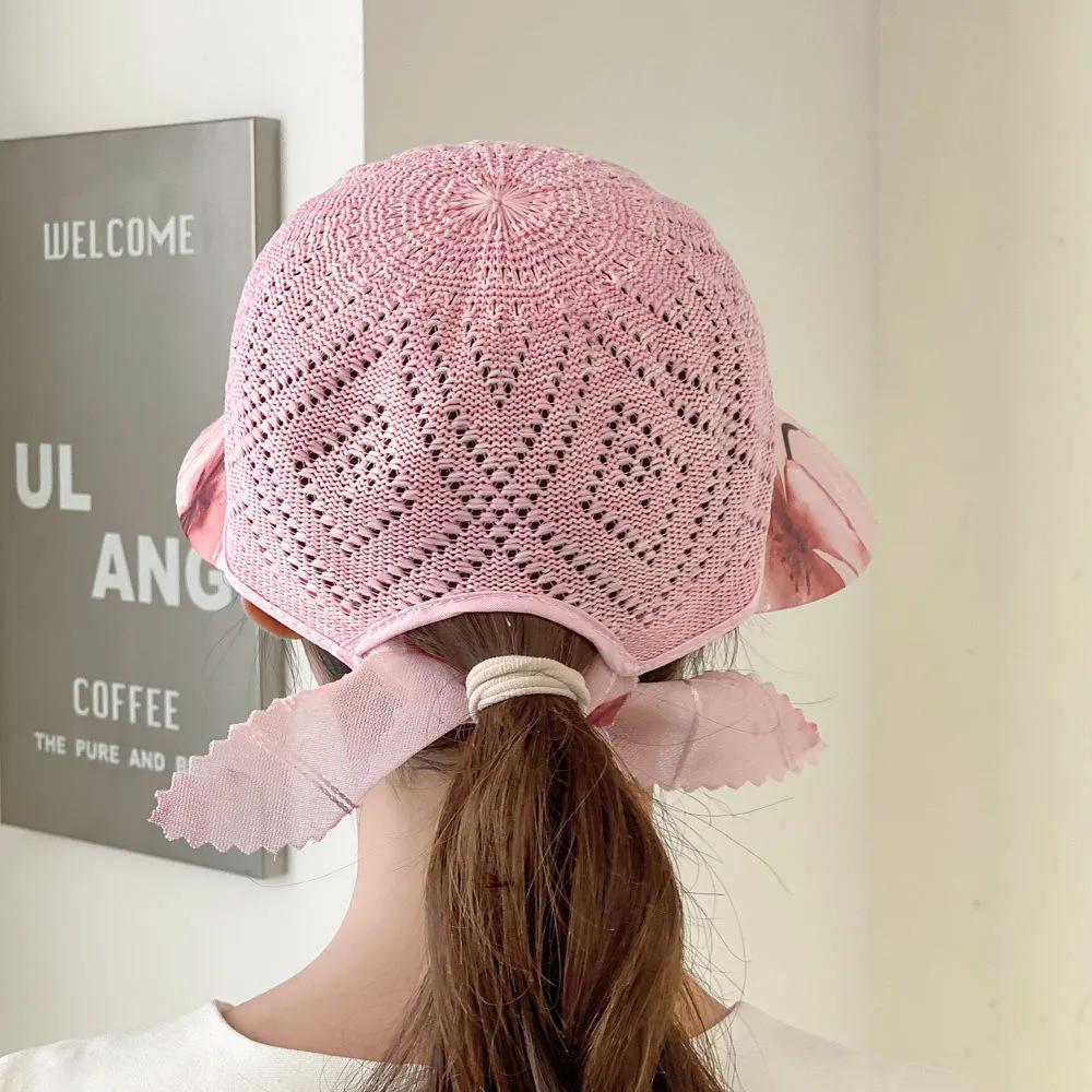 WTEMPO Summer Thin Breathable Women's Wide Brim Solid Color Sun Hats Hollow-out Elegant Casual Foldable Summer Outdoor Sunscreen Hats