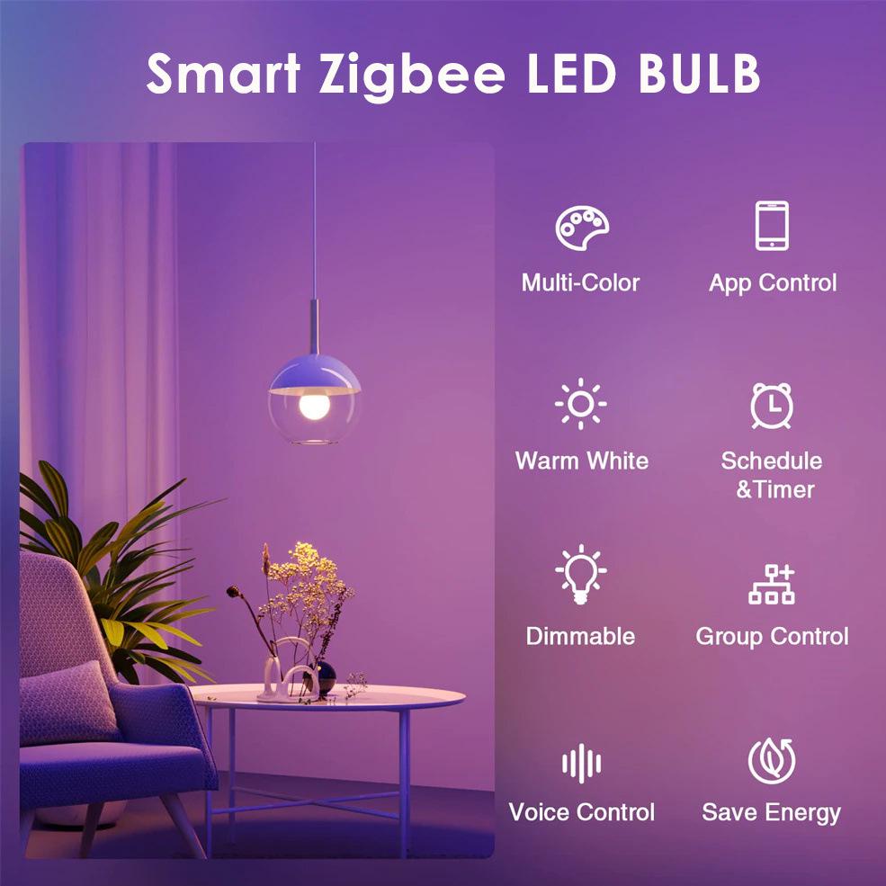 Умная светодиодная лампа eWeLink Zigbee - с голосовым управлением, цветная, WiFi, совместимая с Alexa и Google Home