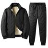 Men's Winter Cotton-Padded Suit: Velvet-Lined, Thickened Stand-Up Collar Lambskin Two-Piece Jacket