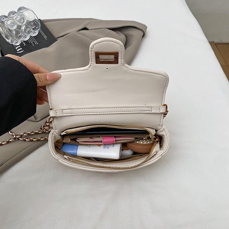 Сумка женская новая, высококлассная, на плечо, через плечо, маленькая квадратная сумка, с ромбовидной вышивкой, маленькой золотой шариковой цепочкой