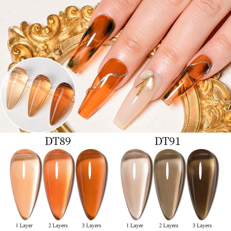 MEET ACROSS 1 Bottle 7ml Jelly Amber Gel Polish Translucent Jelly Nail Gel Manicure UV LED Semi Permanent Soak Off Nail Polish