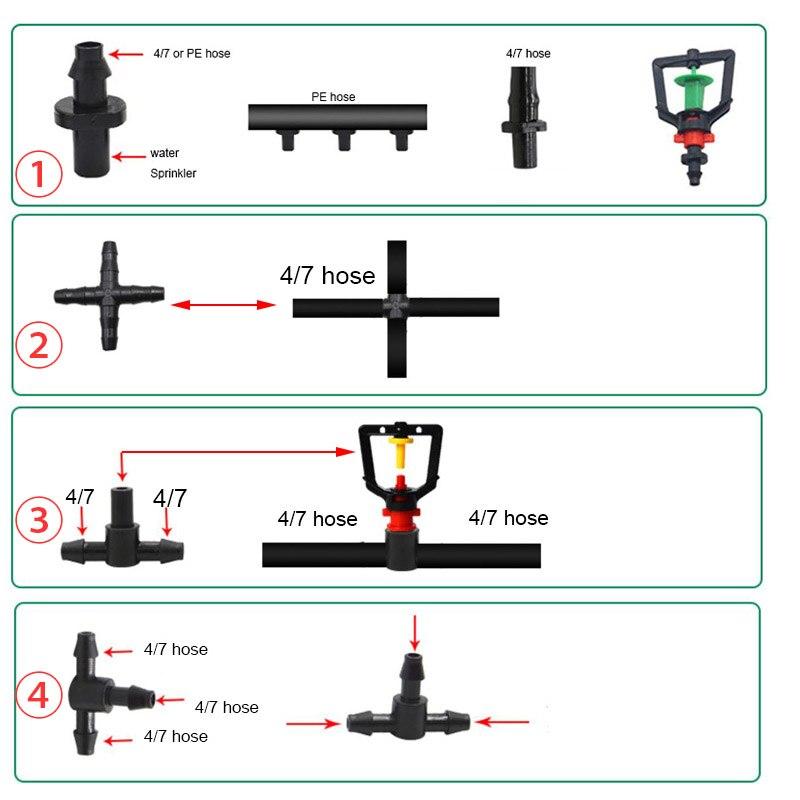 50 шт. 4/7 мм трубка-тройник, разъем-барб, садовый шланг для полива капельного орошения, Т-адаптер, разветвитель садовой воды