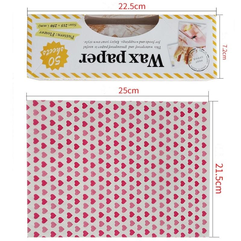 50pcs Food Wax Paper Bread Sandwich Wrapper Picnic Basket Lined Snacks Greaseproof Water-Repellent Paper Kitchen Baking Tools